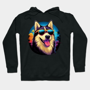 Retro Wave Husky Dog Shirt Hoodie